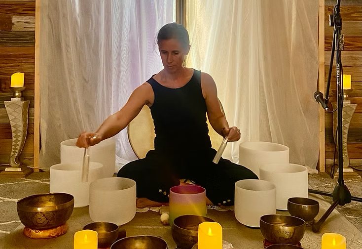 Marnie facilitating a sound bath